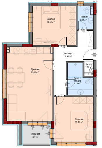 Тристайни апартаменти в сграда 